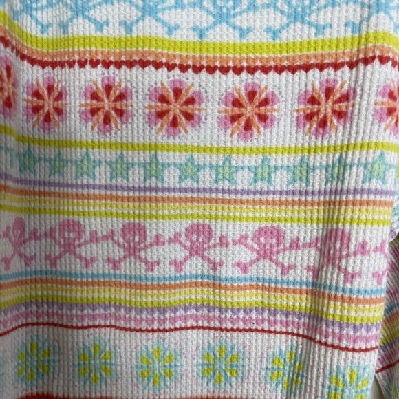 Vtg VICTORIA'S SECRET Women's Rainbow Skull Fair Isle Thermal Pajamas Y2K Sz S - Picture 9 of 10